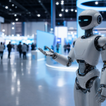 Robot humanoïde exposé dans les allées de la World Robot Conference 2026 à Pékin