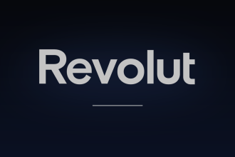 Logo officiel Revolut en blanc sur fond bleu marine, néobanque visant les 500 milliards de dollars de valorisation