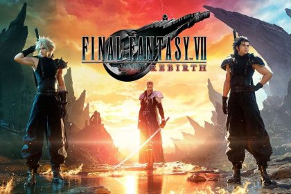 Key art officiel de Final Fantasy 7 Rebirth avec Cloud Strife, Sephiroth et Zack Fair