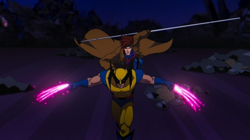 Image officielle de X-Men '97, Wolverine et Gambit en action dans la bataille de Genosha