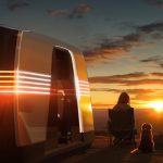 Tesla Robovan autonome dans un rendu pour le complexe Terafab