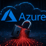 Concept Azure : cadenas fissuré avec fuite de données binaires rouges sur un nuage cloud, illustrant la vente de 3,6 millions de comptes