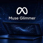 Logo Meta avec le nom du modèle Muse Glimmer sur fond techno sombre