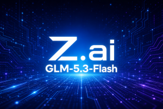 GLM-5.3-Flash, modèle multimodal open source de Z.ai, concept sur fond techno sombre