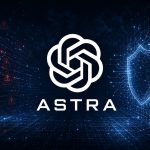 Logo OpenAI avec le nom du modèle Astra, concept sombre inspiré cybersécurité