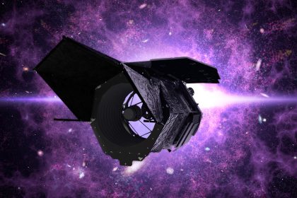 Le télescope spatial Nancy Grace Roman de la NASA, rendu officiel contre une toile de fond cosmique liée à l'énergie noire