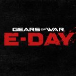 Key art officiel de Gears of War: E-Day, le logo du jeu sur fond sombre