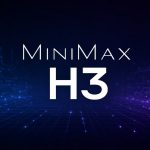 MiniMax H3, rendu concept blanc sur fond techno abstrait sombre