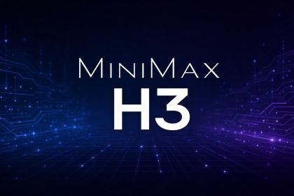 MiniMax H3, rendu concept blanc sur fond techno abstrait sombre