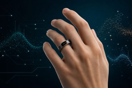 Bague connectée santé mesurant glucose, alcool et cétones dans la sueur, rendu concept