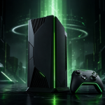 Concept console de jeu next-gen noire avec accents verts, Project Helix Xbox