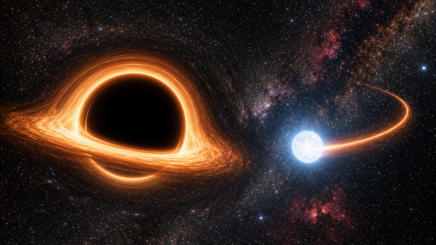 Concept : l'etoile S301 file a 8 pourcents de la vitesse de la lumiere en frôlant Sagittarius A*, le trou noir supermassif du centre de la Voie lactée