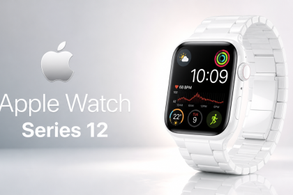 Apple Watch Series 12 au boîtier céramique blanc, rendu concept