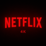 Logo Netflix en rouge avec la mention 4K sur fond noir