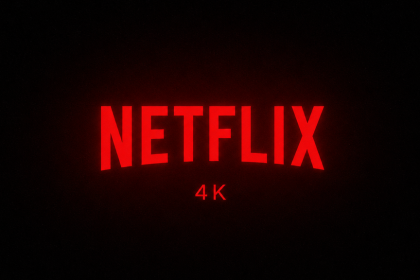 Logo Netflix en rouge avec la mention 4K sur fond noir