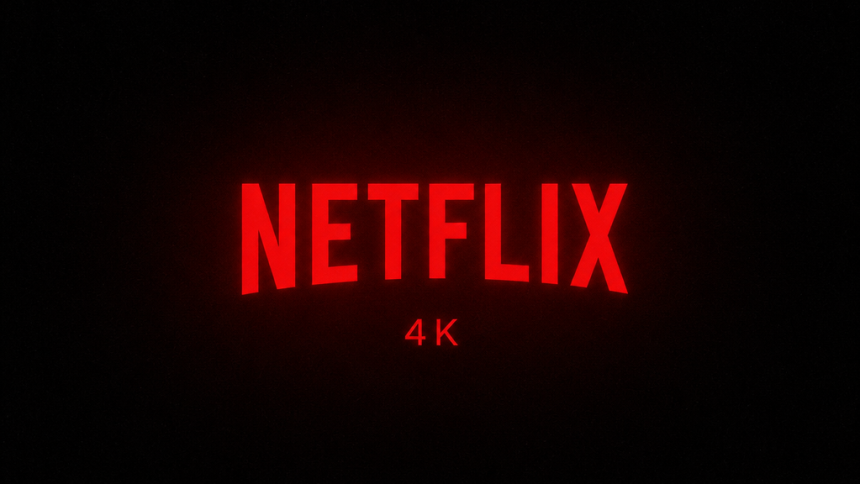 Logo Netflix en rouge avec la mention 4K sur fond noir