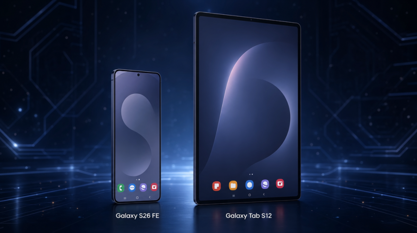 Samsung Galaxy S26 FE et Galaxy Tab S12, rendu concept