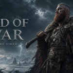 God of War, concept key art de la série Prime Video avec un guerrier nordique barbu