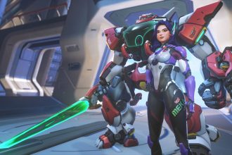 Key art officiel du héros D.Mon de la MEKA Squad dans Overwatch, Saison 4