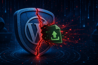 Concept cybersécurité : bouclier WordPress fissuré par une faille critique du plugin Forminator