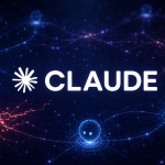 Logo Anthropic avec le nom Claude au centre, concept de systèmes multi-agents IA sur fond techno sombre, illustration du rapport sur les sabotages entre agents
