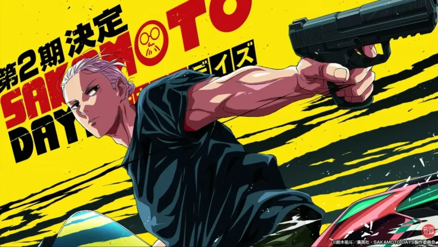 Key art officiel de Sakamoto Days saison 2 avec Taro Sakamoto