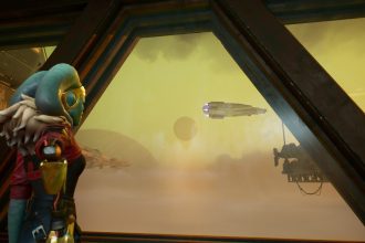 Fortnite × Star Wars Smuggler's Gambit, artwork officiel : un personnage stylisé dans un cockpit contemple le Millennium Falcon, scène du crossover Disney Epic Games