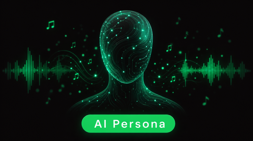 Concept du badge AI Persona de Spotify pour labelliser les artistes générés par IA