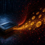 Hardware wallet générique dont les pièces bitcoin sont siphonnées, concept illustrant le hack Coldcard