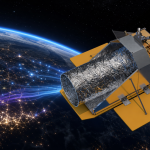 Satellite d'observation en orbite traitant des données par IA, au-dessus de la Terre, concept du consortium franco-émirati Loft Orbital / Marlan Space