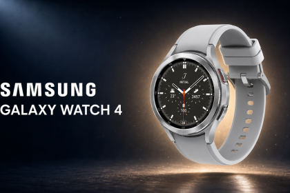 Samsung Galaxy Watch 4 Classic en héros sur fond sombre premium avec halo ambré, fin de support annoncée