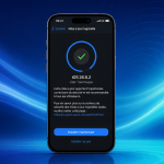 Concept iOS 26.6.2 : iPhone unique affichant l'écran Mis à jour logicielle, version téléchargée en urgence avant la keynote, fond vagues colorées iOS