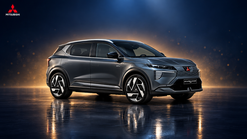 Mitsubishi Eclipse Cross EV, SUV électrique, rendu studio hero