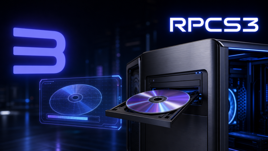 Le lecteur de disque d'un PC lit un Blu-ray PS3, émulé directement par RPCS3