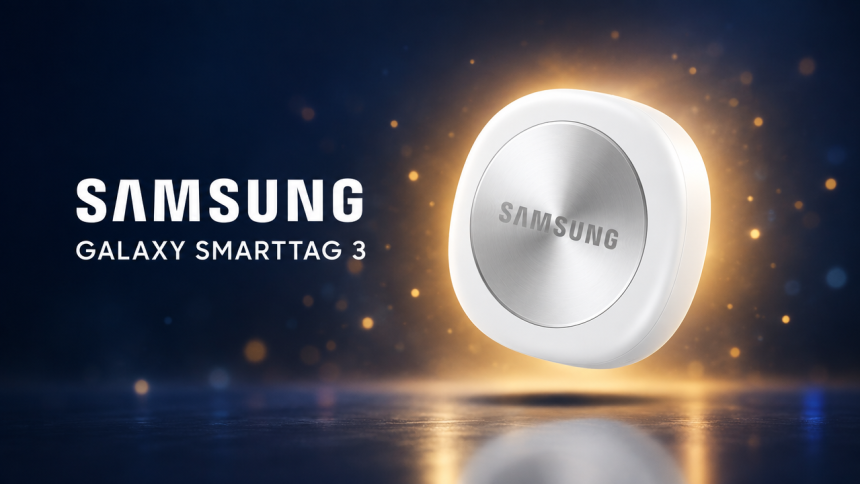 Samsung Galaxy SmartTag 3, rendu du design squircle en blanc