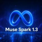 Logo Meta avec le nom du modèle Muse Spark 1.3 sur fond techno sombre