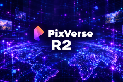 Logo PixVerse avec le nom du modèle R2, world model temps réel