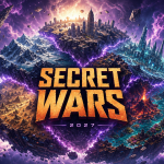 Concept art clé d'Avengers: Secret Wars montrant le monde patchwork Battleworld assemblé à partir de réalités fragmentées dans le multivers