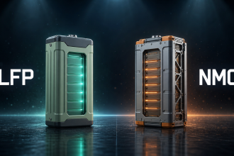 Comparatif de deux batteries de voiture électrique : cellules LFP à gauche, cellules NMC à droite