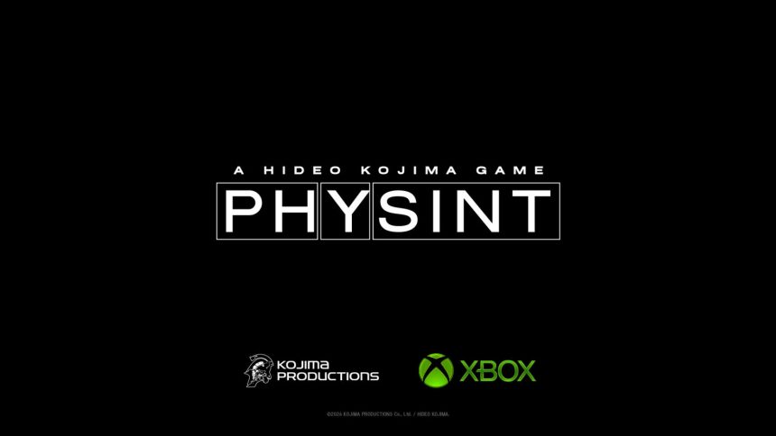 PHYSINT de Hideo Kojima, désormais édité par Xbox, carton officiel Microsoft avec les logos Kojima Productions et Xbox