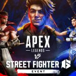 Key art officiel du crossover Apex Legends x Street Fighter 6, héros d'Apex et combattants Street Fighter réunis sur Olympus