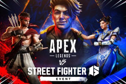 Key art officiel du crossover Apex Legends x Street Fighter 6, héros d'Apex et combattants Street Fighter réunis sur Olympus
