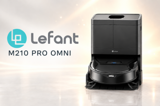 Lefant M210 Pro Omni, robot aspirateur laveur avec station, logo officiel Lefant, mise en valeur