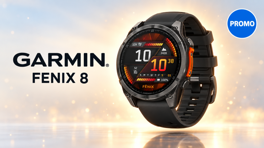 Garmin Fenix 8 AMOLED 47 mm gris/noir en promo sur Amazon.fr, visuel mise en avant