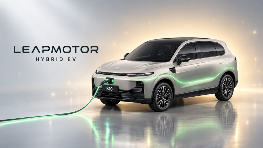 Leapmotor B10 Hybrid EV, rendu officiel du SUV hybride rechargeable prêt pour l'export 2027
