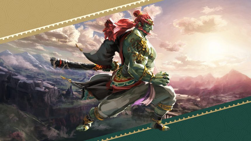 Key art officiel de Ganondorf, roi démon de The Legend of Zelda: Tears of the Kingdom, dans une pose de héros guerrier