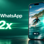 WhatsApp, concept de la lecture 2x des statuts vidéo : le geste press-and-hold du côté droit de l'écran emprunté à TikTok