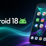 Android 18 : robot Android vert et smartphone Pixel sur fond teal et violet, annonce officielle à l'agenda de l'Android Dev Summit