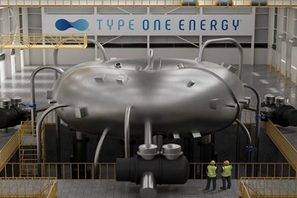 Rendu conceptuel du stellarator Infinity One de Type One Energy, première centrale à fusion nucléaire commerciale aux États-Unis