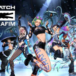 Key art officiel de la collaboration Overwatch x LE SSERAFIM 2026 : les six héroïnes (Moira, D.Mon, Mizuki, Freya, Anran, Sierra) en tenues K-pop